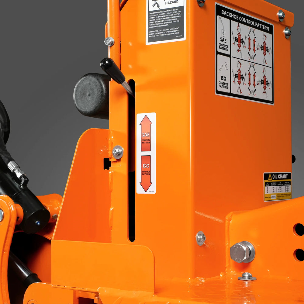 9' Tractor Backhoe Attachment with Hydraulic Thumb, 15" Bucket, ISO/SAE Switchable Controls, Self-Contained Hydraulic System, 3 Point Hitch Cat.1 & 2, 25-100 HP, BH860H