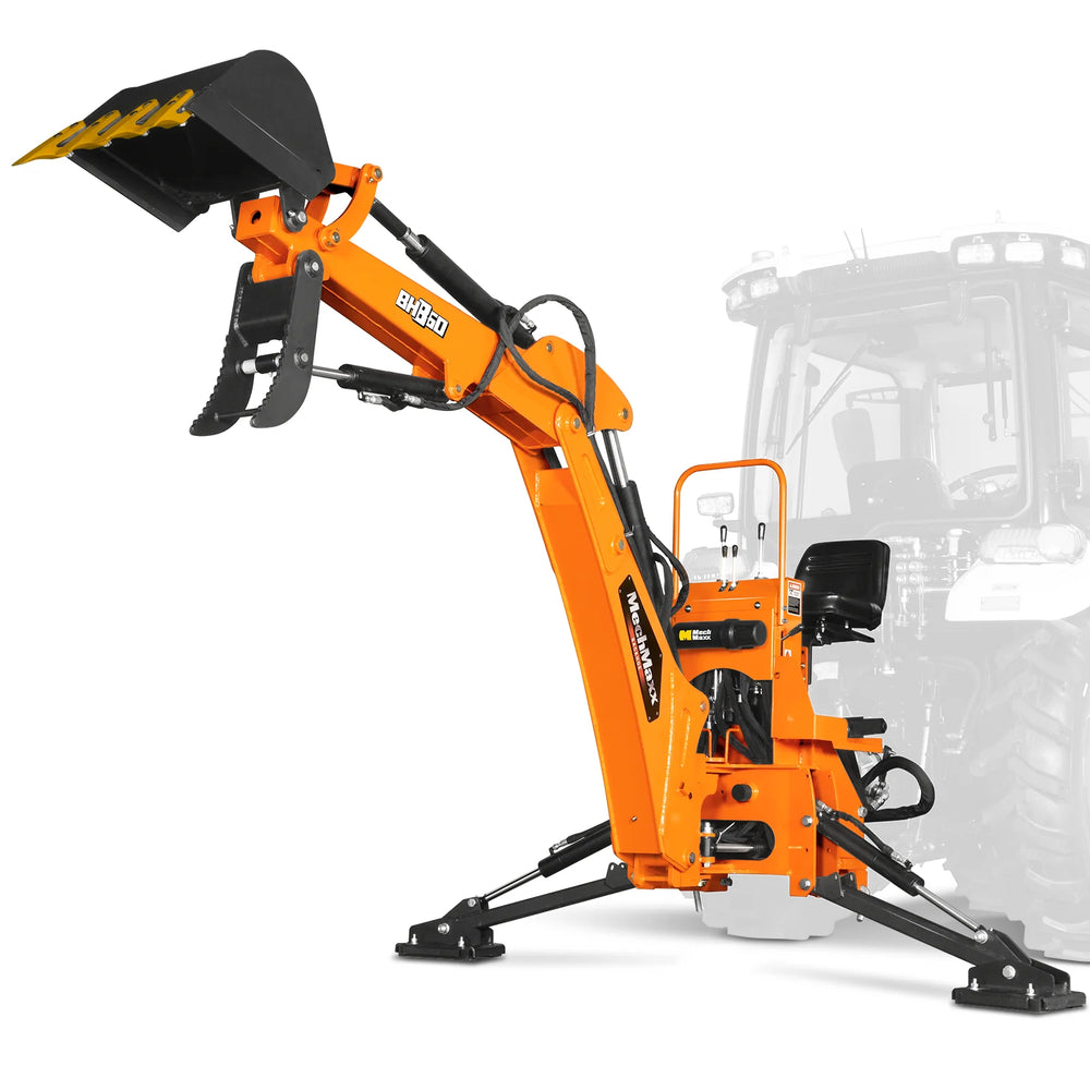 9' Tractor Backhoe Attachment with Hydraulic Thumb, 15" Bucket, ISO/SAE Switchable Controls, Self-Contained Hydraulic System, 3 Point Hitch Cat.1 & 2, 25-100 HP, BH860H