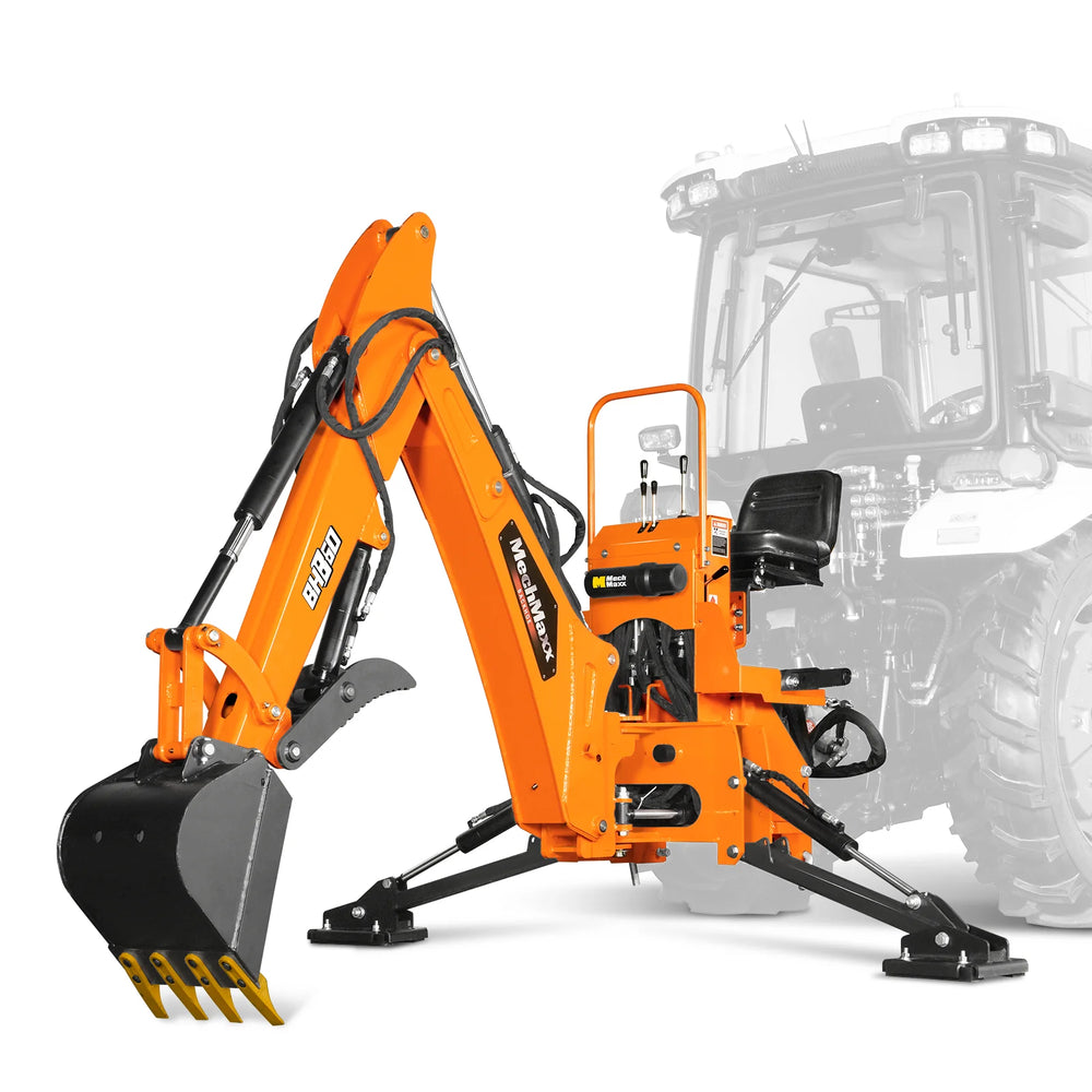9' Tractor Backhoe Attachment with Hydraulic Thumb, 15" Bucket, ISO/SAE Switchable Controls, Self-Contained Hydraulic System, 3 Point Hitch Cat.1 & 2, 25-100 HP, BH860H