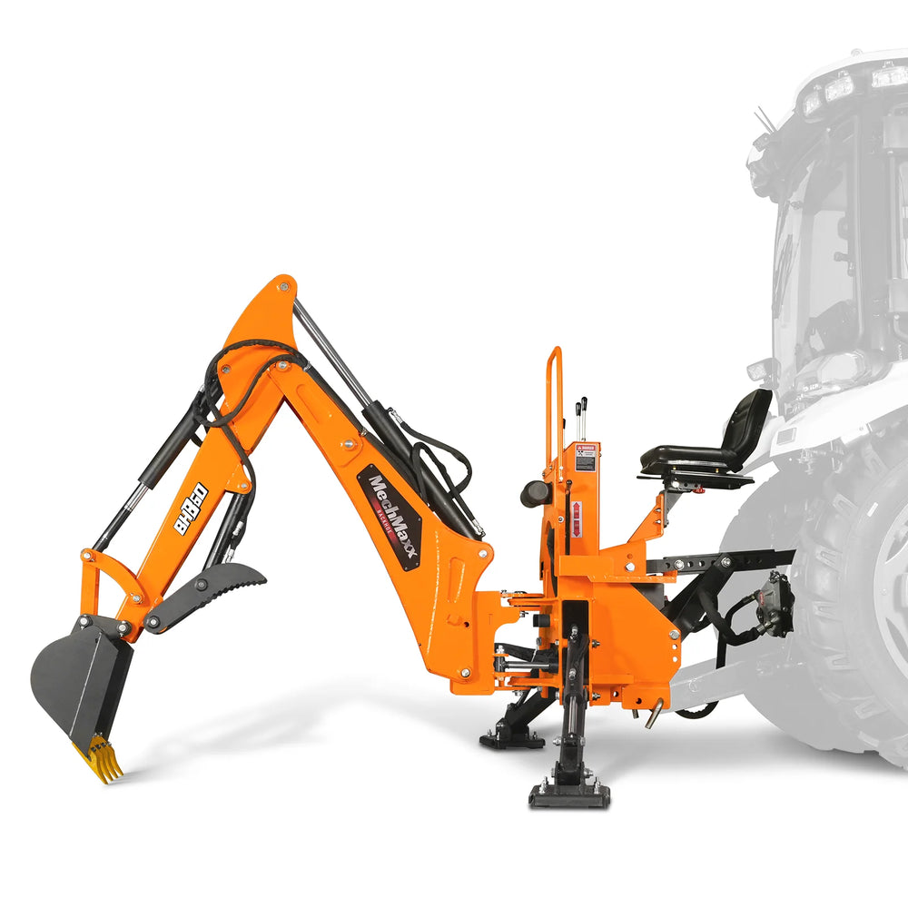 9' Tractor Backhoe Attachment with Hydraulic Thumb, 15" Bucket, ISO/SAE Switchable Controls, Self-Contained Hydraulic System, 3 Point Hitch Cat.1 & 2, 25-100 HP, BH860H