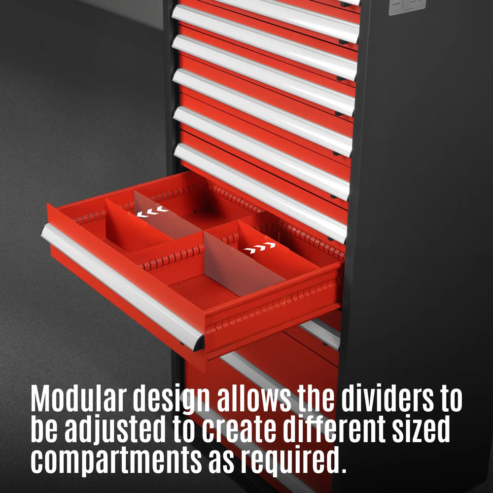 Heavy Duty Modular Drawer Cabinet - 11 Drawer 59" H x 28.5" W x 22.5" D Tool Storage Organizer, Steel Construction