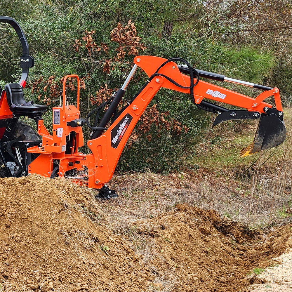 9' Tractor Backhoe Attachment with Hydraulic Thumb, 15" Bucket, ISO/SAE Switchable Controls, Self-Contained Hydraulic System, 3 Point Hitch Cat.1 & 2, 25-100 HP, BH860H