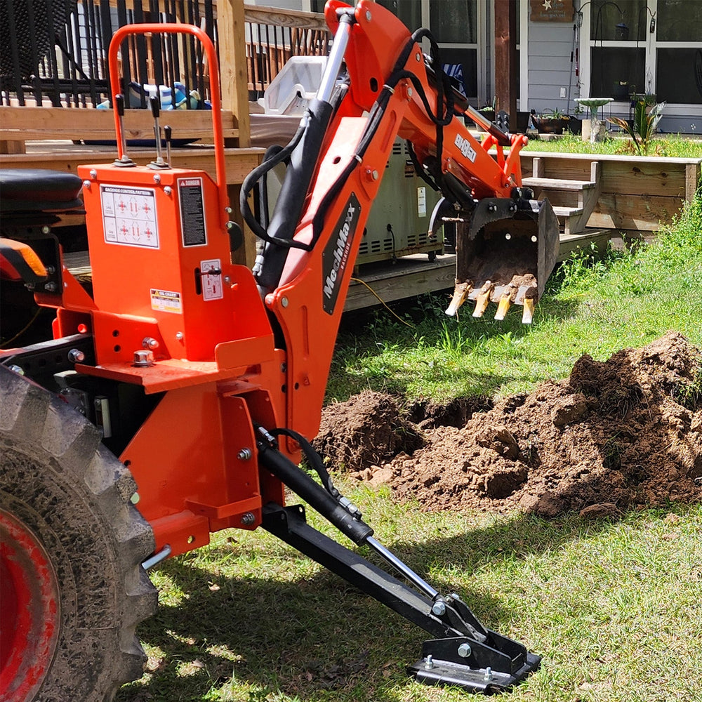 9' Tractor Backhoe Attachment with Hydraulic Thumb, 15" Bucket, ISO/SAE Switchable Controls, Self-Contained Hydraulic System, 3 Point Hitch Cat.1 & 2, 25-100 HP, BH860H