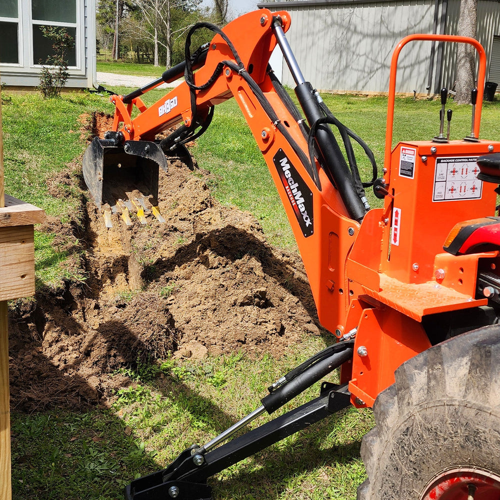 9' Tractor Backhoe Attachment with Hydraulic Thumb, 15" Bucket, ISO/SAE Switchable Controls, Self-Contained Hydraulic System, 3 Point Hitch Cat.1 & 2, 25-100 HP, BH860H