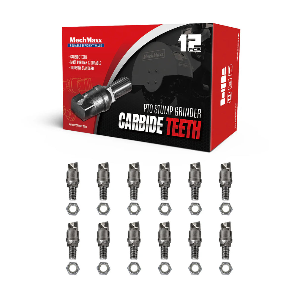 ( 1 Pack / 12 Pcs ) Teeth and Nut for Stump Grinder SG24; SG24PRO; SG30PRO; SG61, 1 Pack 12 teeth (SKU: 150151;150151G;150181;150181G;150182;150182G;150501)