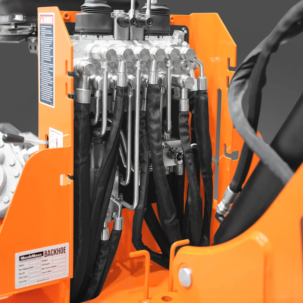 9' Tractor Backhoe Attachment with Hydraulic Thumb,  15" Bucket,  ISO/SAE Switchable Controls,  Self-Contained Hydraulic System,  3 Point Hitch Cat.1 & 2,  25-100 HP,  BH860H
