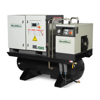 10HP Combined Rotary Screw Air Compressor with Dryer & 66-Gal ASME Tank | 32 CFM,  116 PSI,  230V 3-Phase - Industrial Grade
