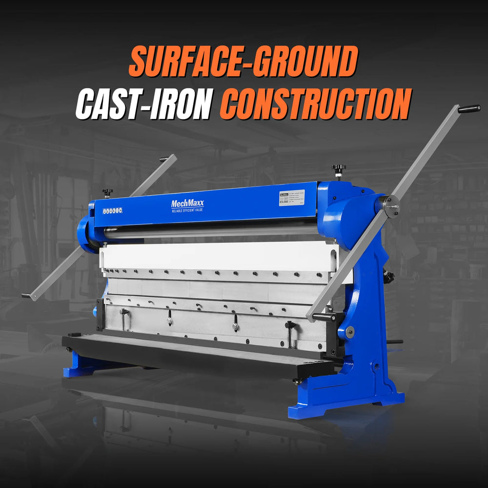 52-inch 3-in-1 Heavy Duty Pan and Box Brake – Slip Roll, Shear, Bending Machine for Sheet Metal, 16 Gauge Mild Steel, Adjustable Fingers, Heavy Duty, Metalworking, Fabrication, Rolling, Bending MMCB5216