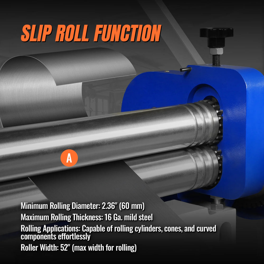 52-inch 3-in-1 Heavy Duty Pan and Box Brake – Slip Roll, Shear, Bending Machine for Sheet Metal, 16 Gauge Mild Steel, Adjustable Fingers, Heavy Duty, Metalworking, Fabrication, Rolling, Bending MMCB5216