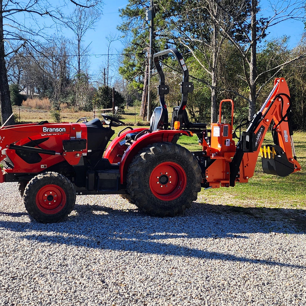 9' Tractor Backhoe Attachment with Hydraulic Thumb,  15" Bucket,  ISO/SAE Switchable Controls,  Self-Contained Hydraulic System,  3 Point Hitch Cat.1 & 2,  25-100 HP,  BH860H