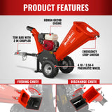 HONDA GX200 Gasoline Engine Powered 4 inch Wood Chipper,  GS650